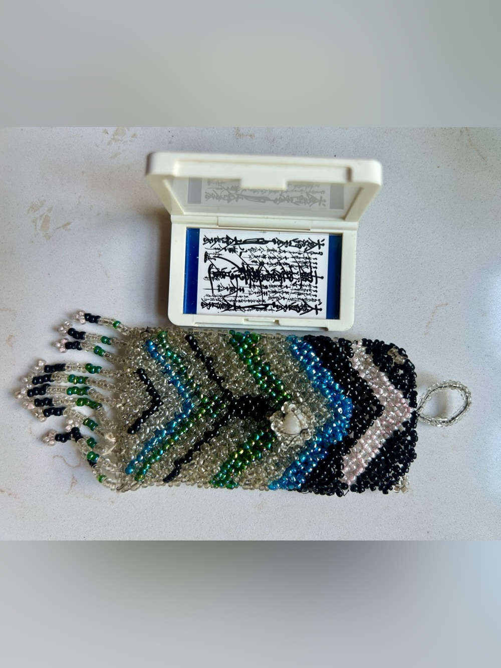 Soka Gakkai Omamori Gohonzon in beaded case